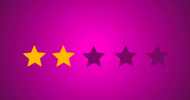 5 Star Rating Bestseller Symbole donné par l'homme d'affaires balayage à la main dans l'animation 2D avec fond rose et violet
 - Séquence, vidéo