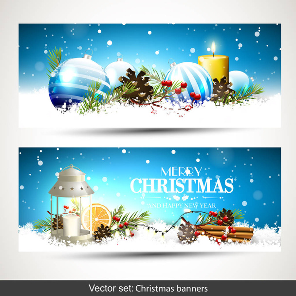 Christmas blue banners - ベクター画像