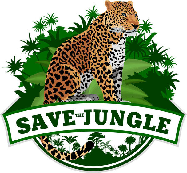 Векторний джунглі емблема з леопардом
 - Вектор, зображення