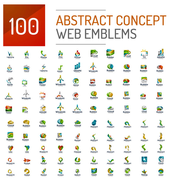 Набір 100 піктограм логотипів веб- Інтернету
 - Вектор, зображення