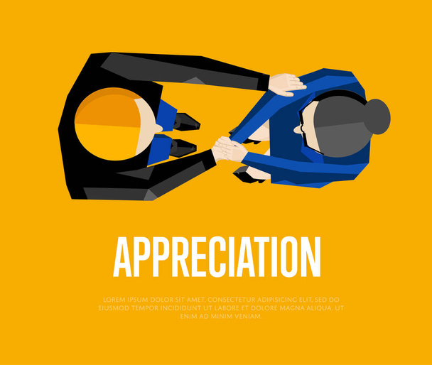 Appreciation banner. Top view partners handshaking - Vector, Image