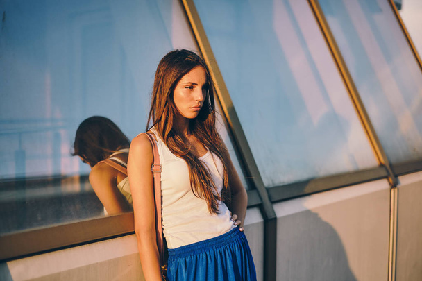 Beautiful girl model posing in a seaport - Photo, Image