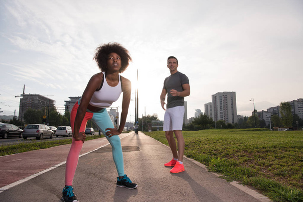 multiethnic group of people on the jogging - 写真・画像