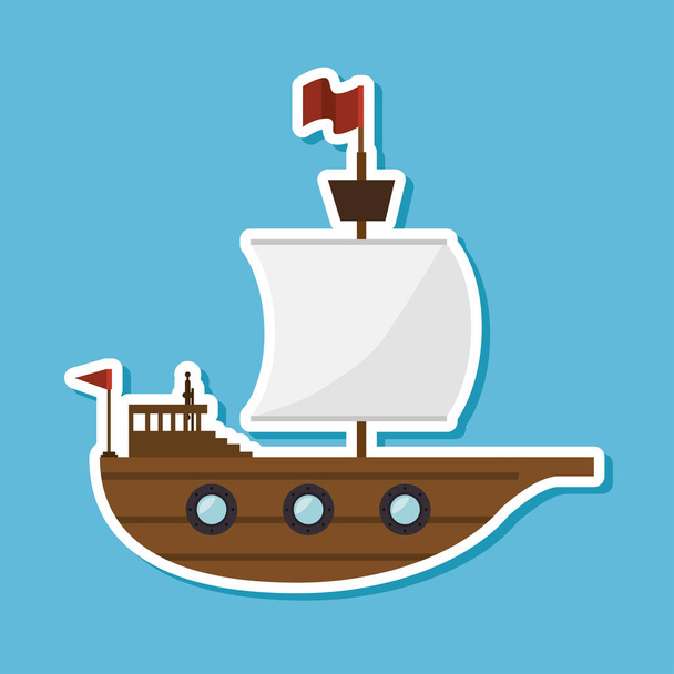 sail boat toy isolated icon - Vector, imagen