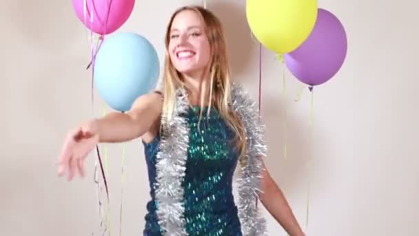 woman having fun in party photo booth - Video
