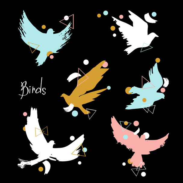 Illustration of birds silhouettes - Vector, Image