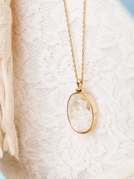 Beautiful necklace with diamond. - Zdjęcie, obraz