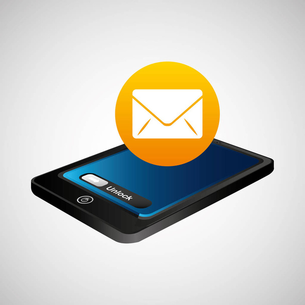 tela azul do smartphone desbloquear ícone de e-mail
 - Vetor, Imagem