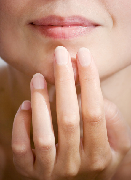 Female lips and fingers - Fotografie, Obrázek