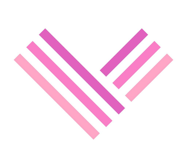 rosa Buchstabe v Logo isoliert auf weißem Hintergrund - Vektor, Bild