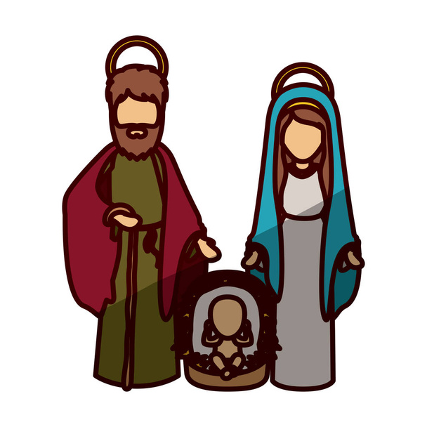 Joseph Mary en jesus van heilige nacht-design - Vector, afbeelding