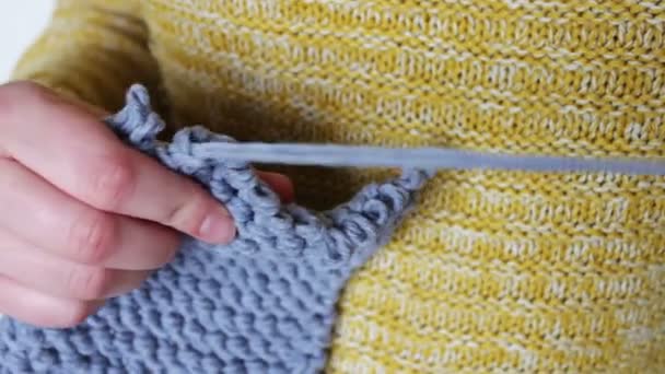 womans hands knitting needles - Footage, Video