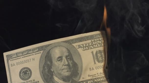 slow motion burning 100  dollar bill - Záběry, video