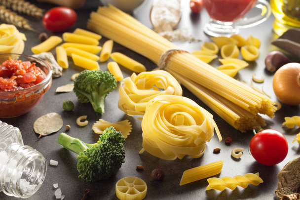 pasta and food ingredient on table - Zdjęcie, obraz