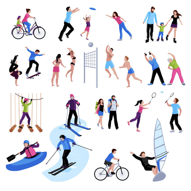 Active Leisure People Icons Set - Vector, Image