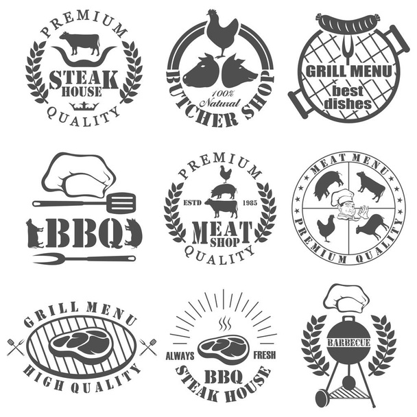 Set of butcher shop labels - Vector, Imagen