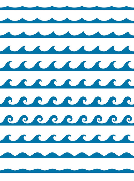 一連の様式化された波とシームレスなパターン - ベクター画像