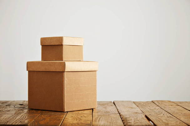 Mockups of blank brown corrugated cardboard boxes - Zdjęcie, obraz