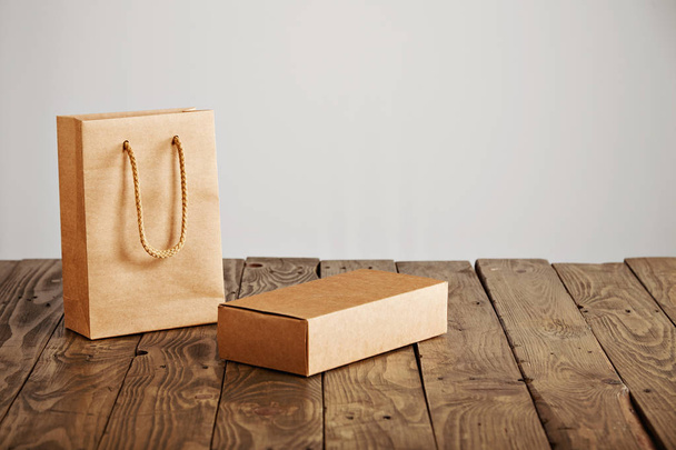 Cardboard craft package box and bag set - Fotoğraf, Görsel