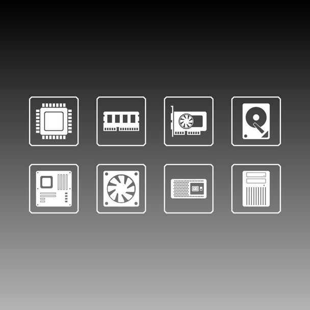 Computer Hardware Web Icon Set - Vettoriali, immagini