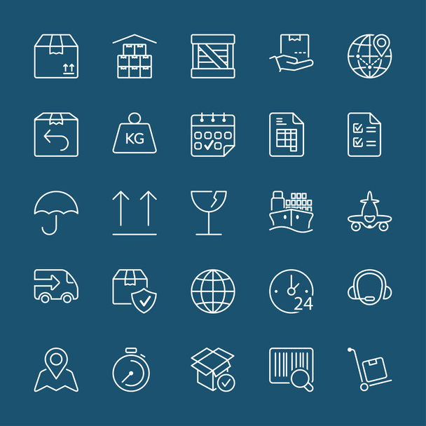 transport and logistics white thin line iconset - Vector, imagen