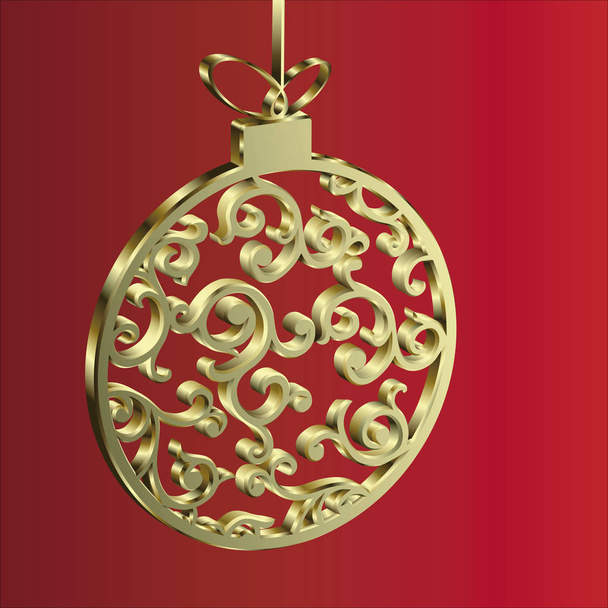 Weihnachtskugel gold - Vektor, Bild