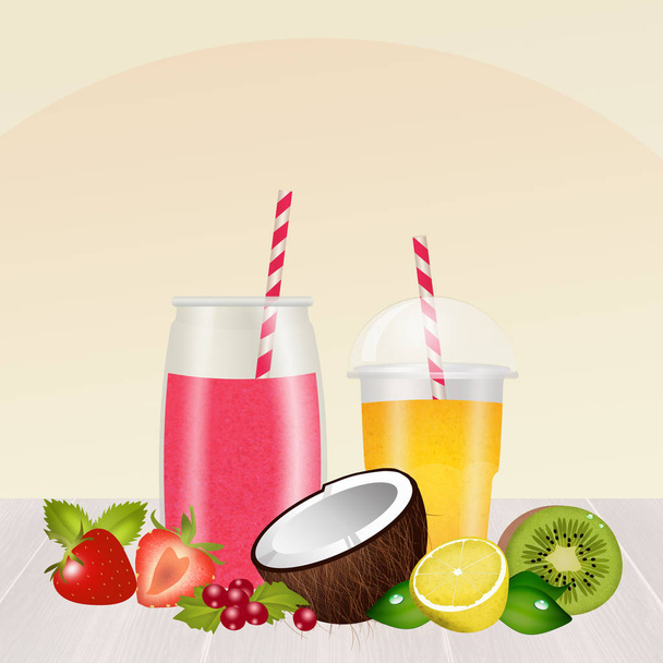 illustration of fresh smoothie - Foto, afbeelding