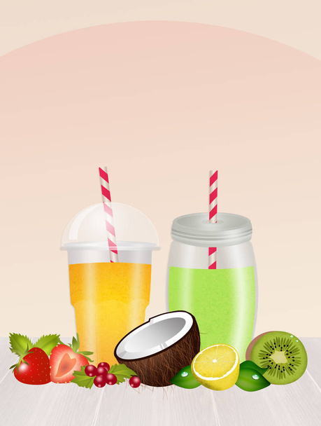 fresh smoothie with fruit - Foto, afbeelding