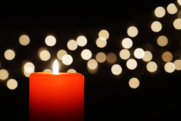 christmas candle with bokeh - Photo, image