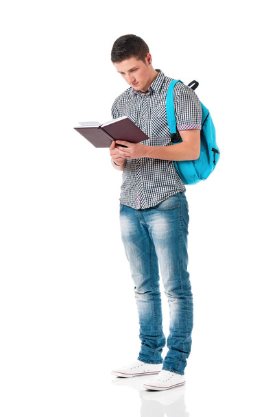 adolescent garçon avec sac à dos et bloc-notes
 - Photo, image