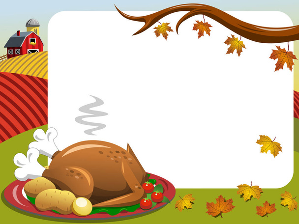 Thanksgiving day horizontal frame roast turkey countryside - Vector, Image