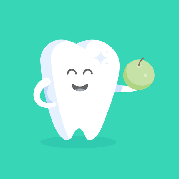 Cute cartoon tooth character with face, eyes and hands. The concept for the personage of clinics, dentists, posters, signage, web sites - Vector, Image