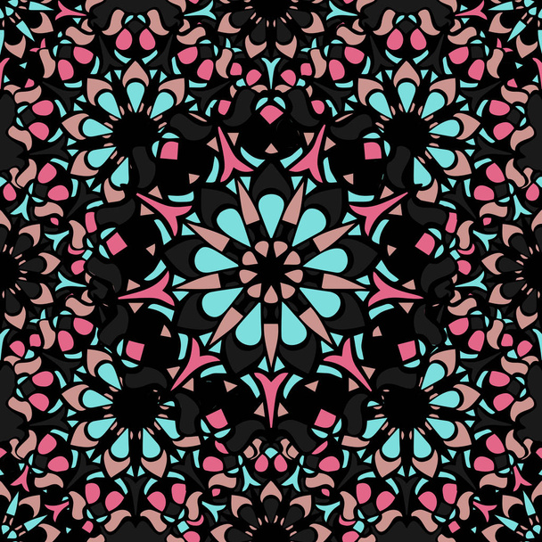 Elegant seamless pattern with floral and Mandala elements - Вектор,изображение