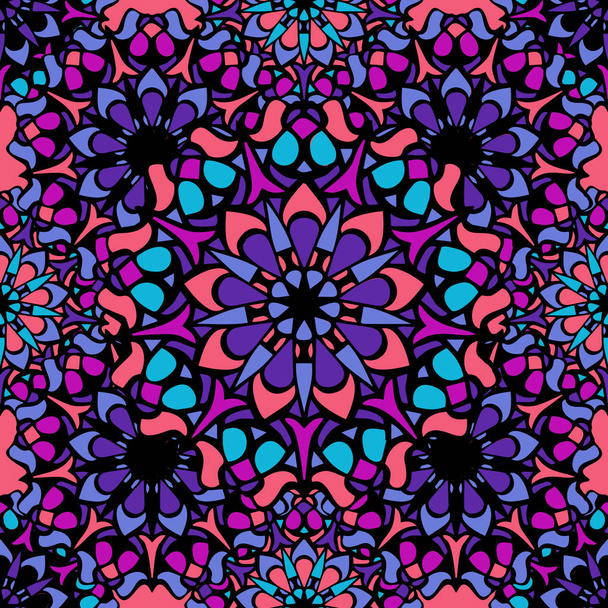 Elegant seamless pattern with floral and Mandala elements - Вектор,изображение