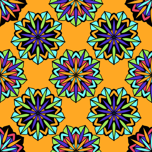 Elegant seamless pattern with floral and Mandala elements - Vetor, Imagem
