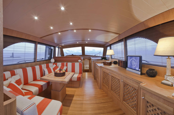 Italy, Lazio, Fiumicino, Morgan 70' Lobster luxury yacht, dinette - Photo, Image