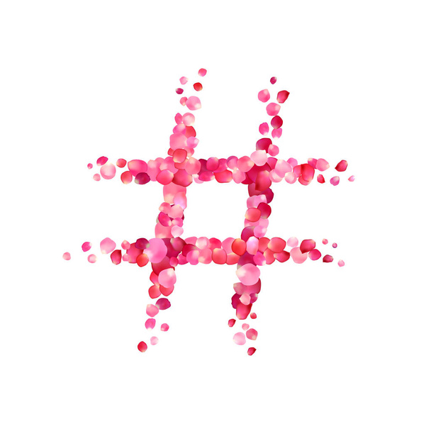 hashtag sign of pink rose petals - Vektori, kuva