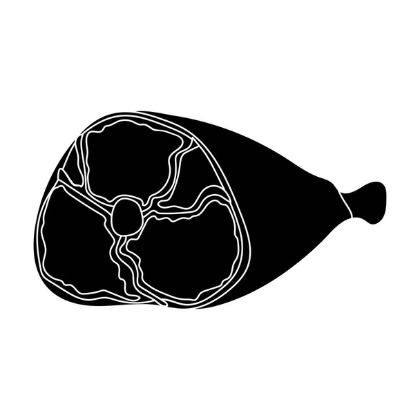 Ham icon in black style isolated on white background. Meats symbol stock vector illustration - Vetor, Imagem