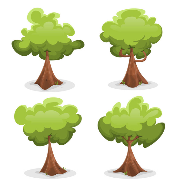 Набір смішних зелених дерев
 - Вектор, зображення