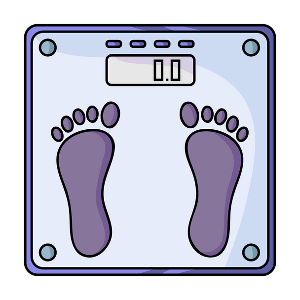 Weighing scale icon in cartoon style isolated on white background. Sport and fitness symbol stock vector illustration. - ベクター画像