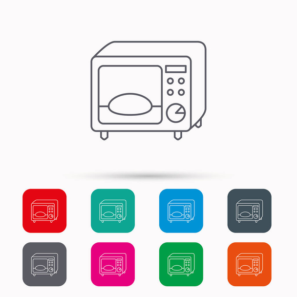 Microwave oven icon. Kitchen appliance sign. - Vector, afbeelding