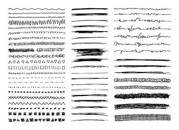 Elle çizilmiş çizgi kenarlıklar, felç ve Scribbles - Vektör, Görsel