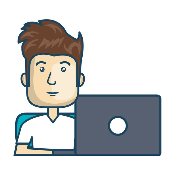 Аватар человека, работающего на ноутбуке
 - Вектор,изображение