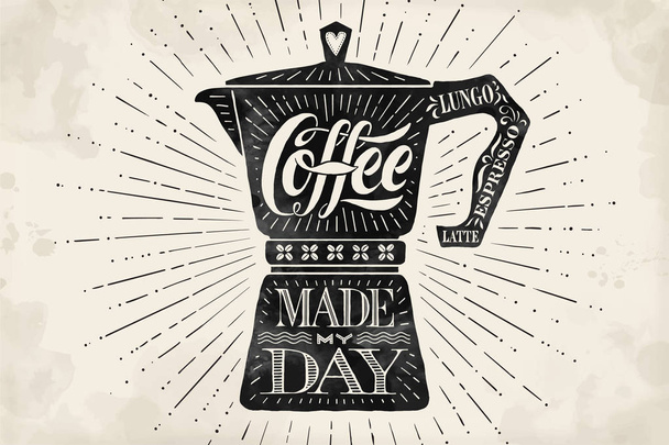 Poster cafeteira moka com letras desenhadas à mão
 - Vetor, Imagem