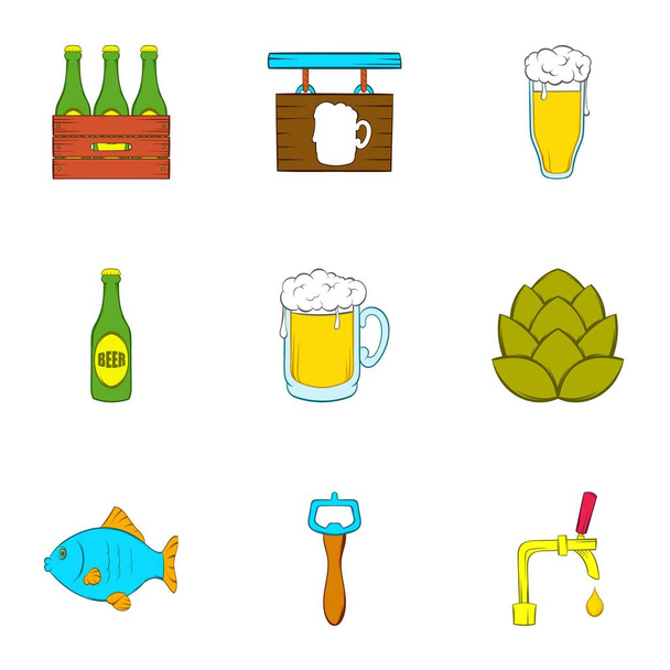 Barley drink icons set, cartoon style - ベクター画像