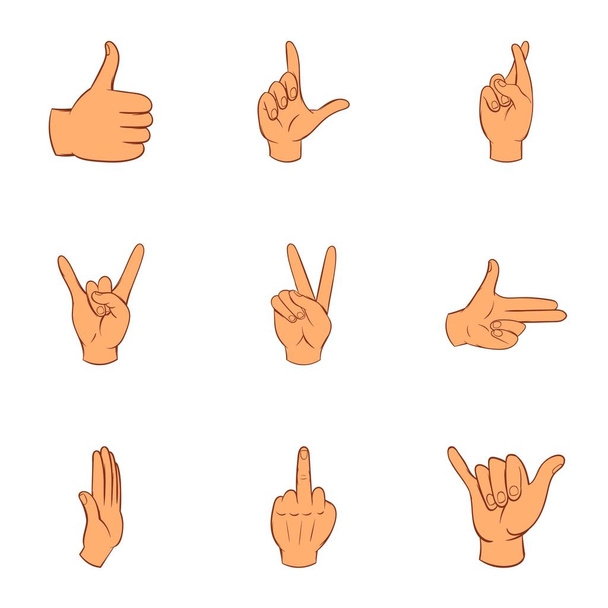 Набір значків жестів, стиль мультфільму
 - Вектор, зображення