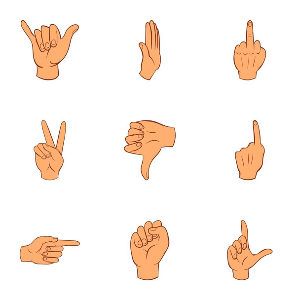 conjunto de iconos de mano, estilo de dibujos animados
 - Vector, imagen