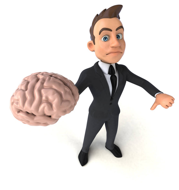 Fun businessman holding brain - Fotó, kép