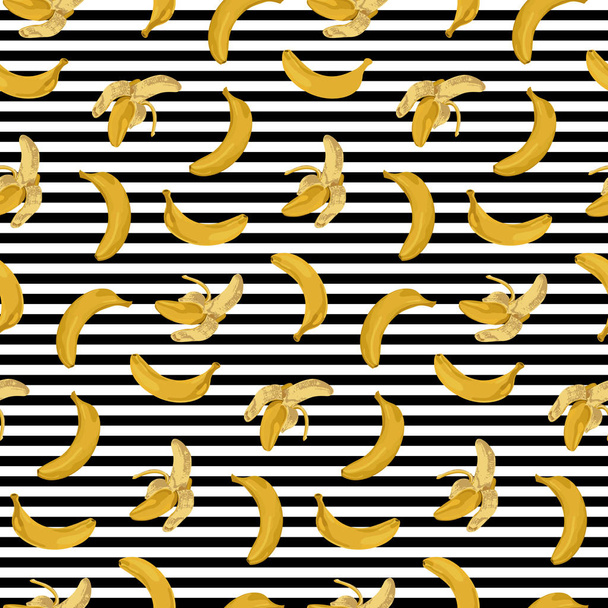 Bananas and Stripes Seamless Pattern - ベクター画像