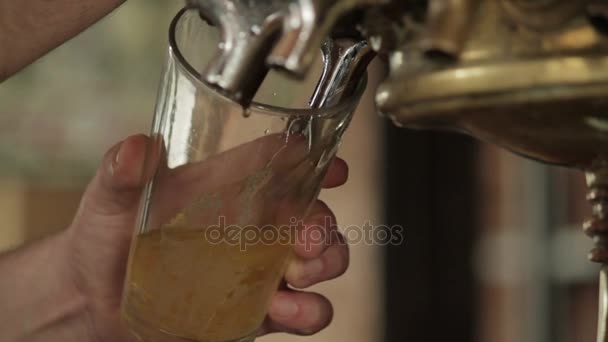 beer pour from bar tap with sound - Záběry, video